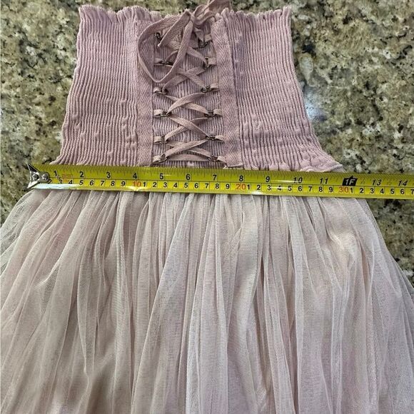 BOHO Y2K Coquette Baby Doll Tube Top Pink Balletcore Fairy Whimsical Size XS - Picture 7 of 11